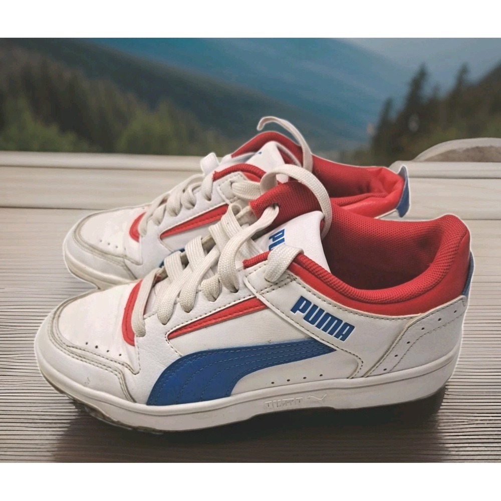 PUMA Rebound Joy Low Shoe Womens 4 White Future Blue High Risk Red 380747-03